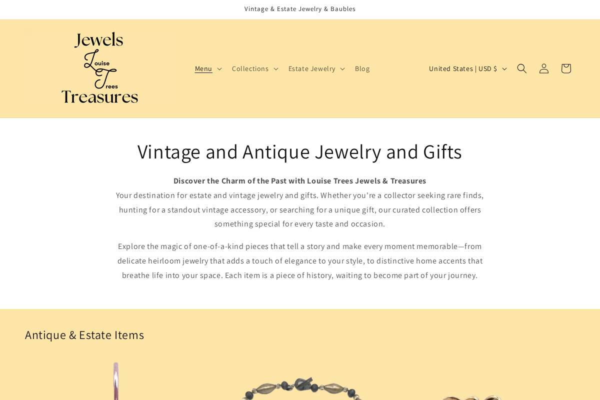 louisetreesjewels.com homepage screenshot