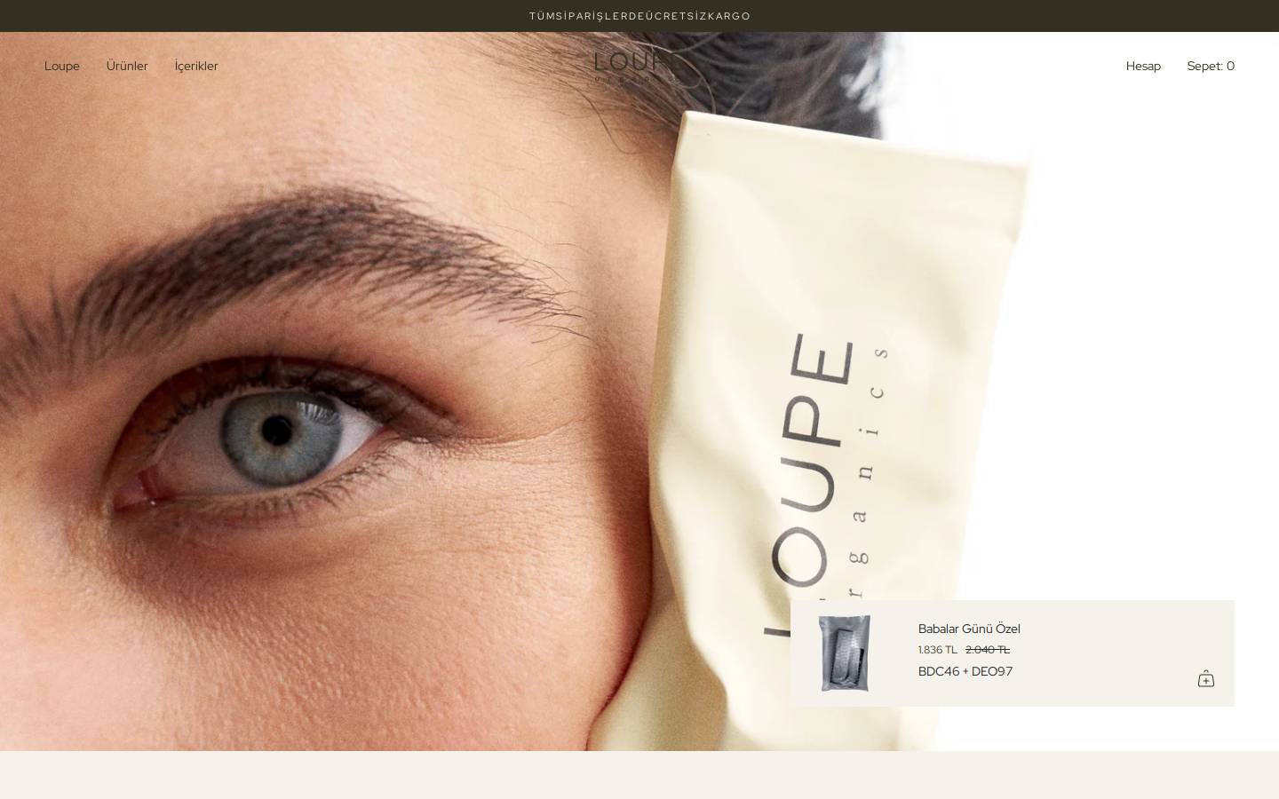 loupeorganics.com homepage screenshot
