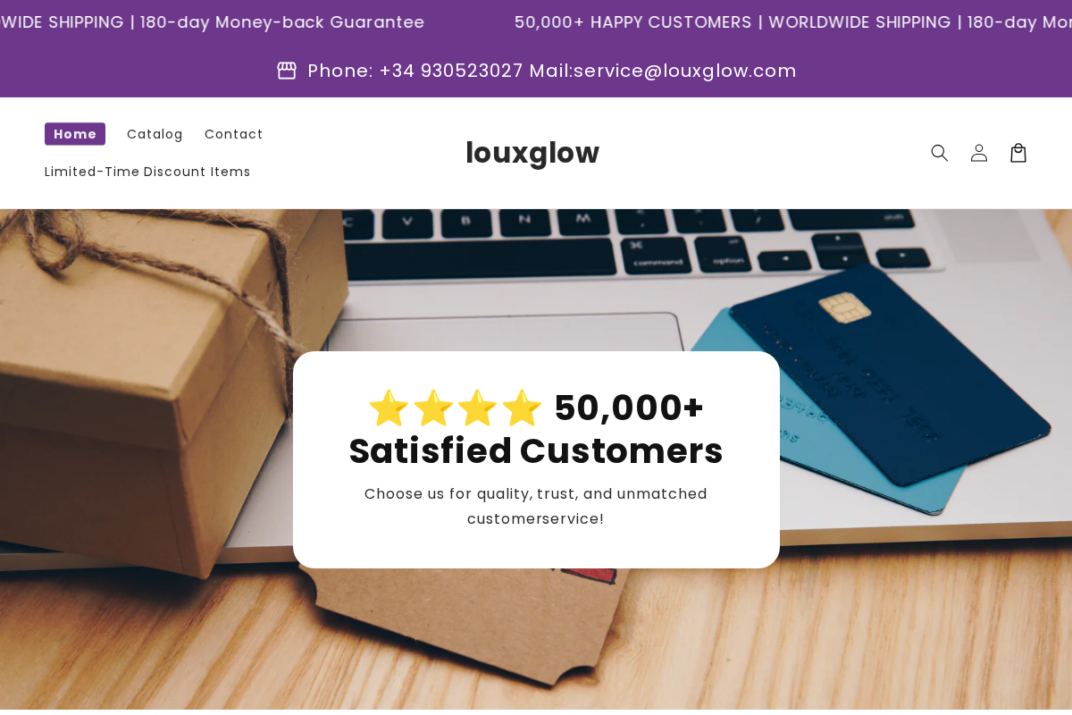 louxglow homepage screenshot