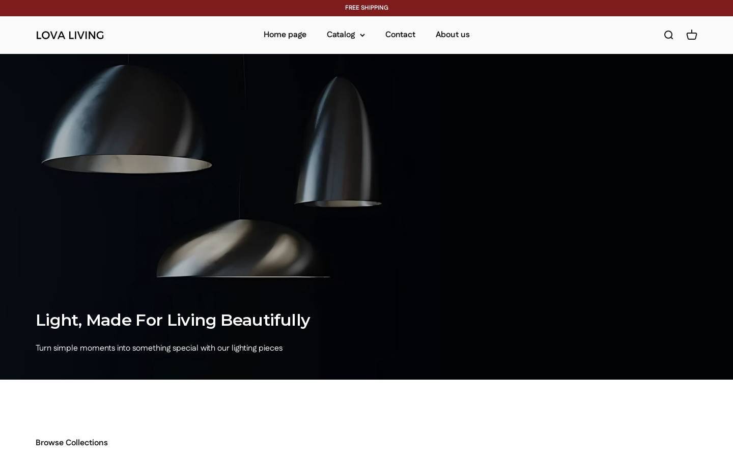 lova-living.com homepage screenshot
