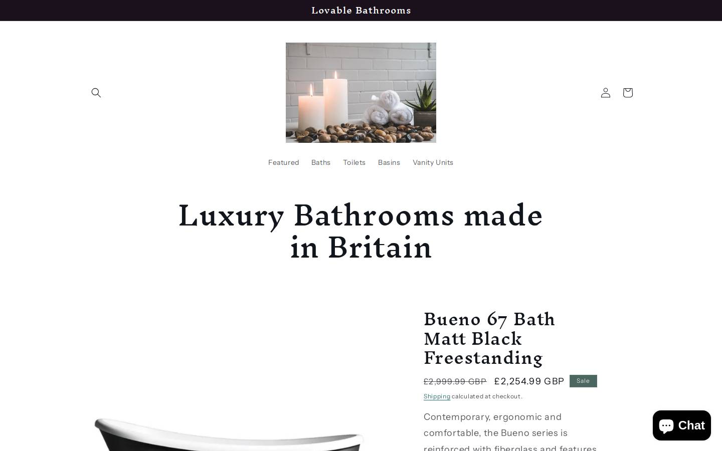Lovable Bathrooms homepage screenshot