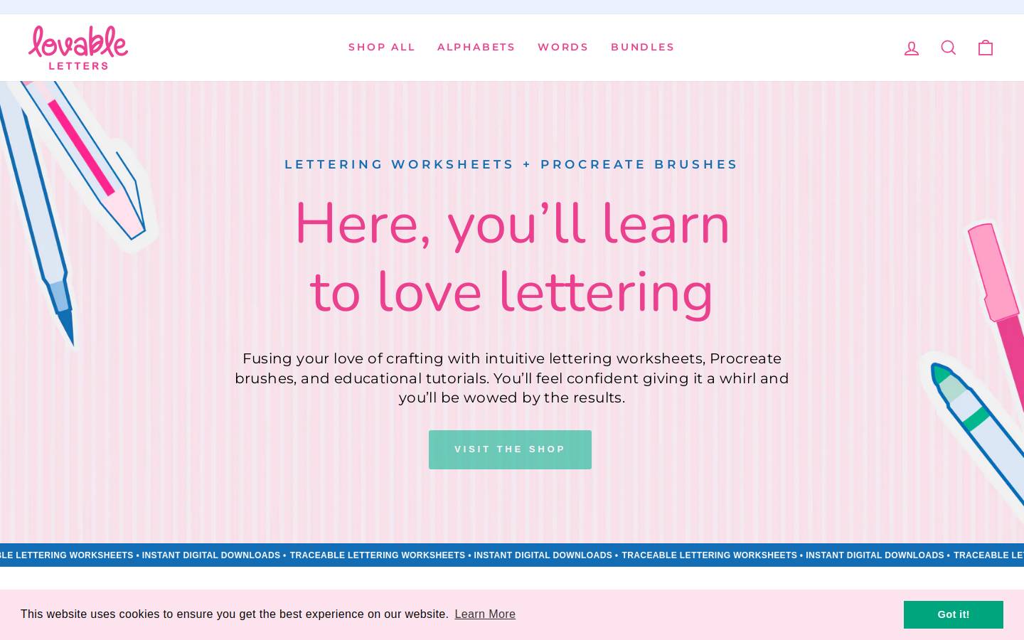 lovableletters.com homepage screenshot