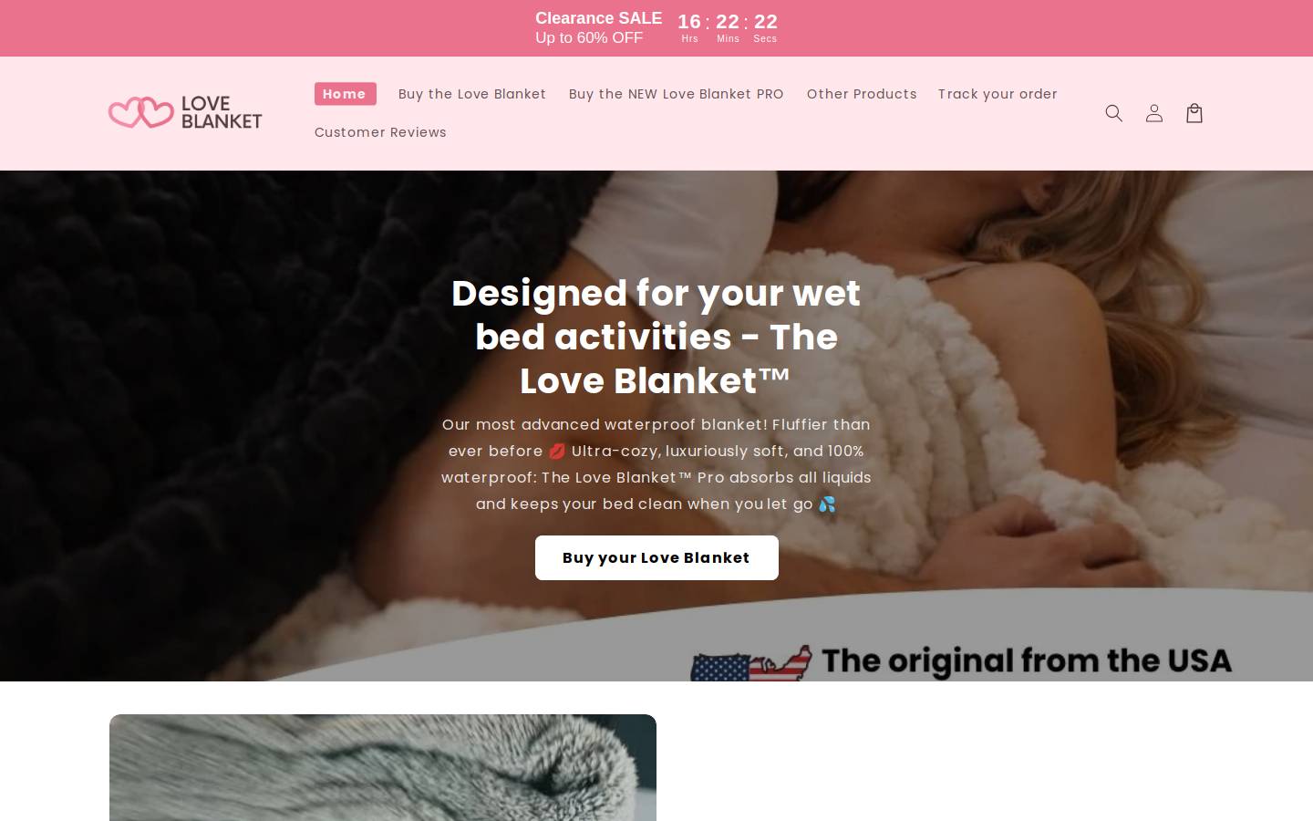 Love Blanket homepage screenshot