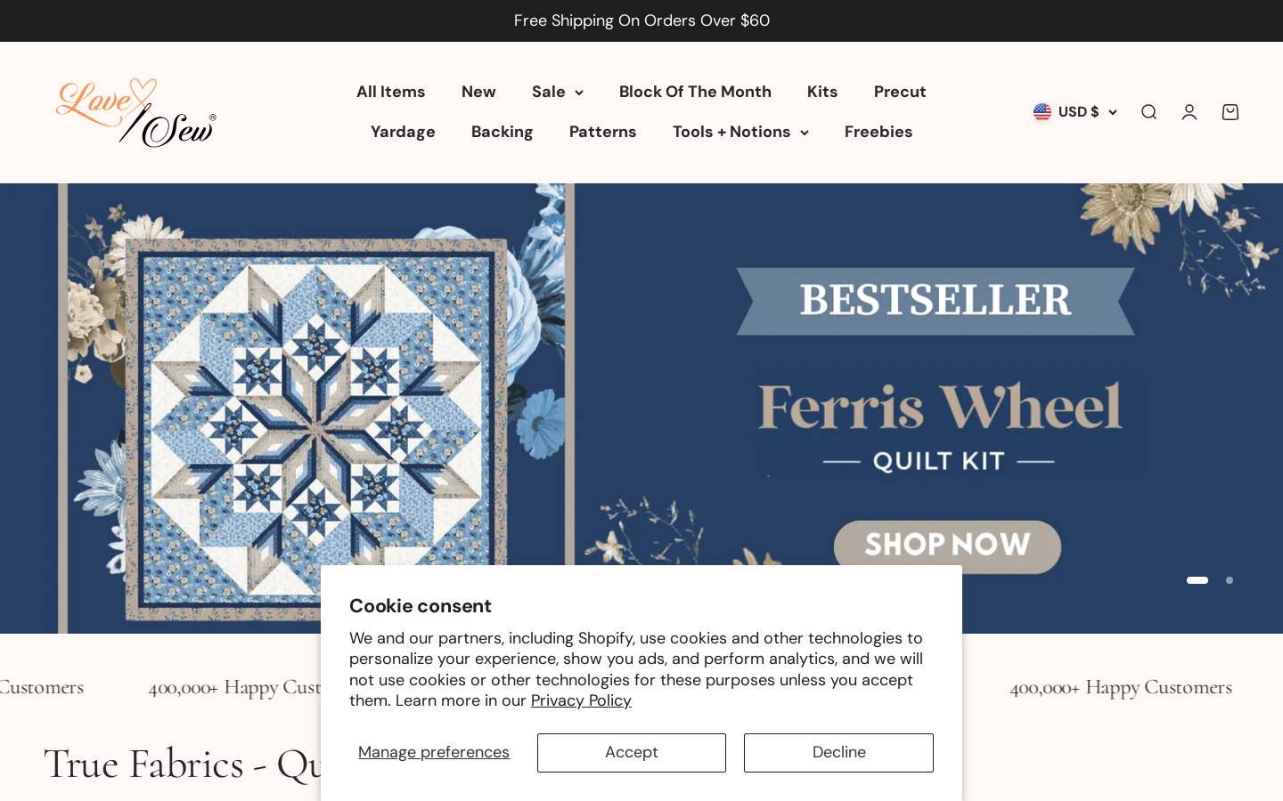 Love Sew homepage screenshot
