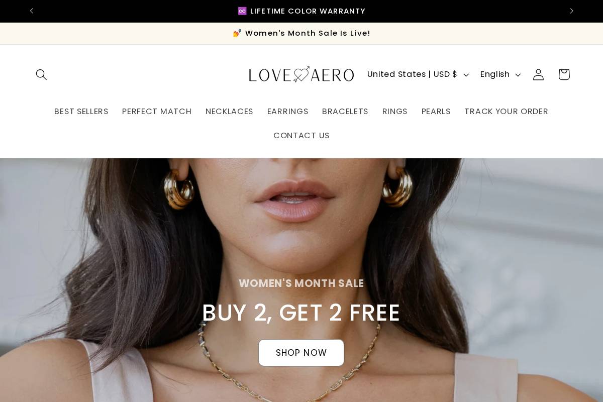 loveaero.co homepage screenshot