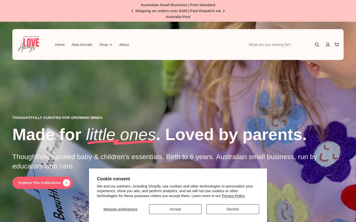 lovealwaysbabyboutique.au homepage screenshot
