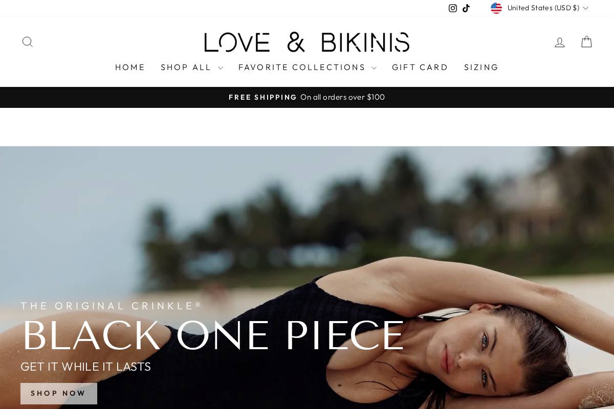 Loveandbikinis homepage screenshot
