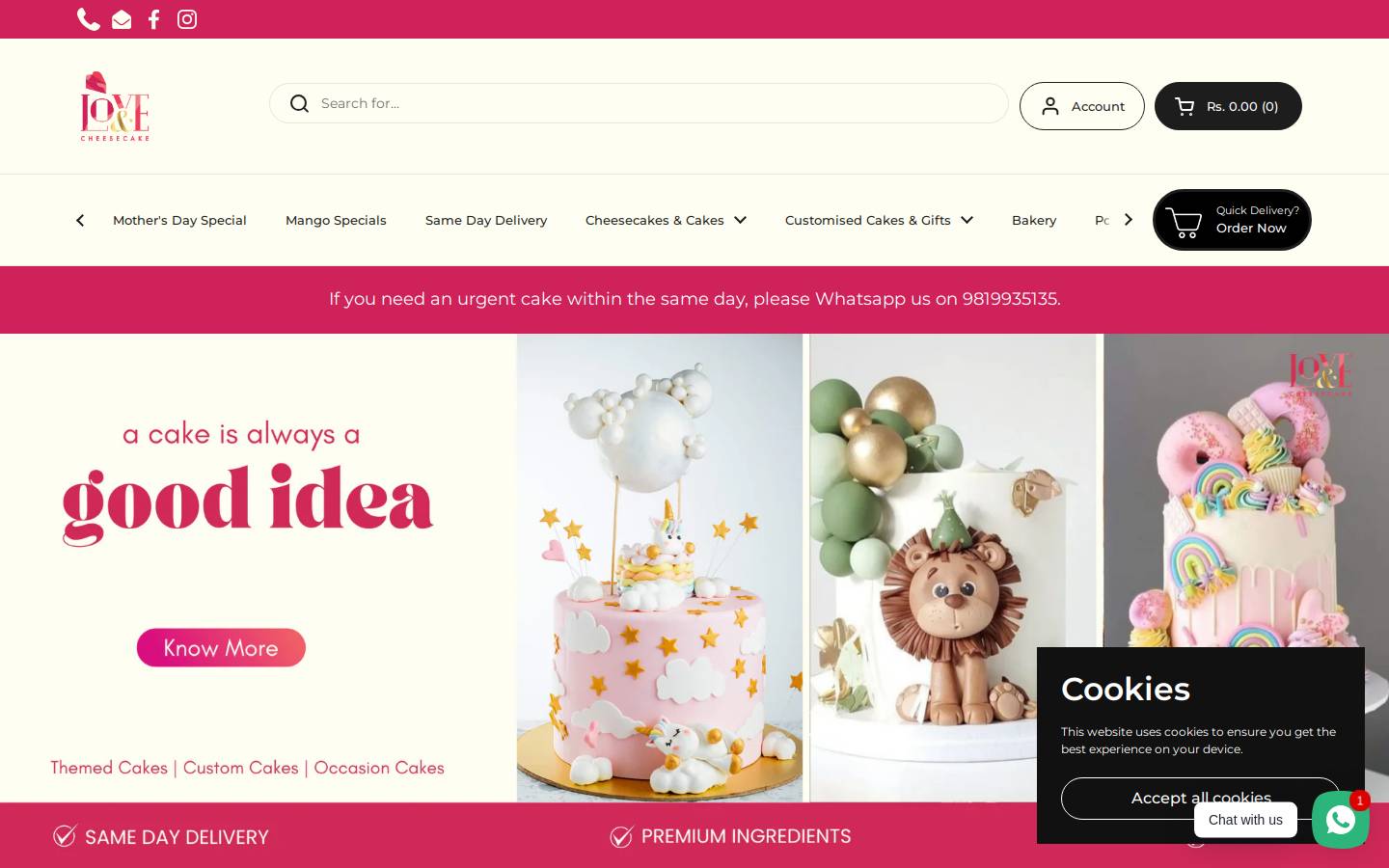 loveandcheesecake.com homepage screenshot