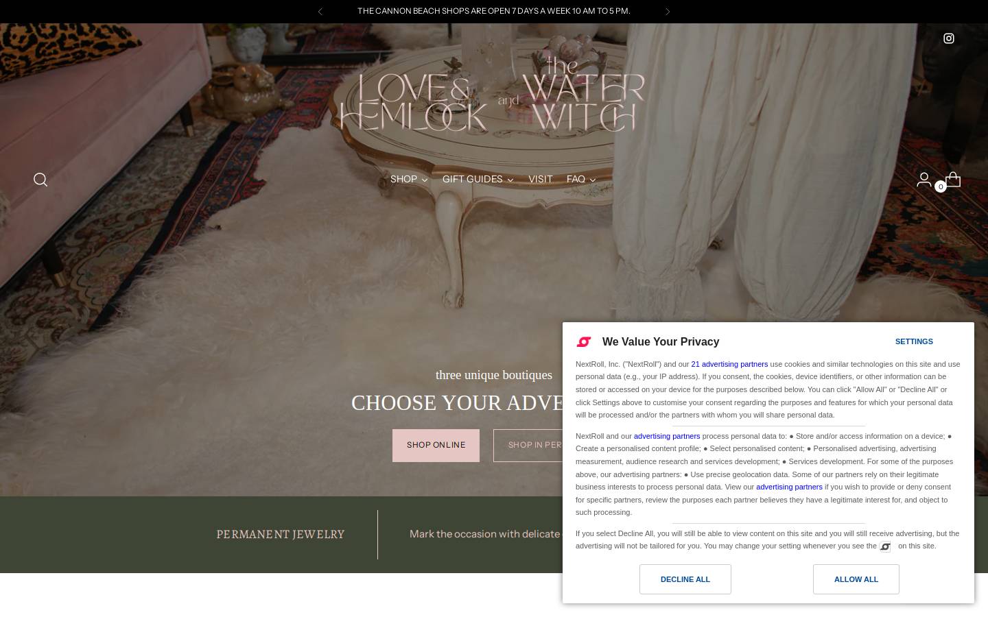 loveandhemlock.com homepage screenshot