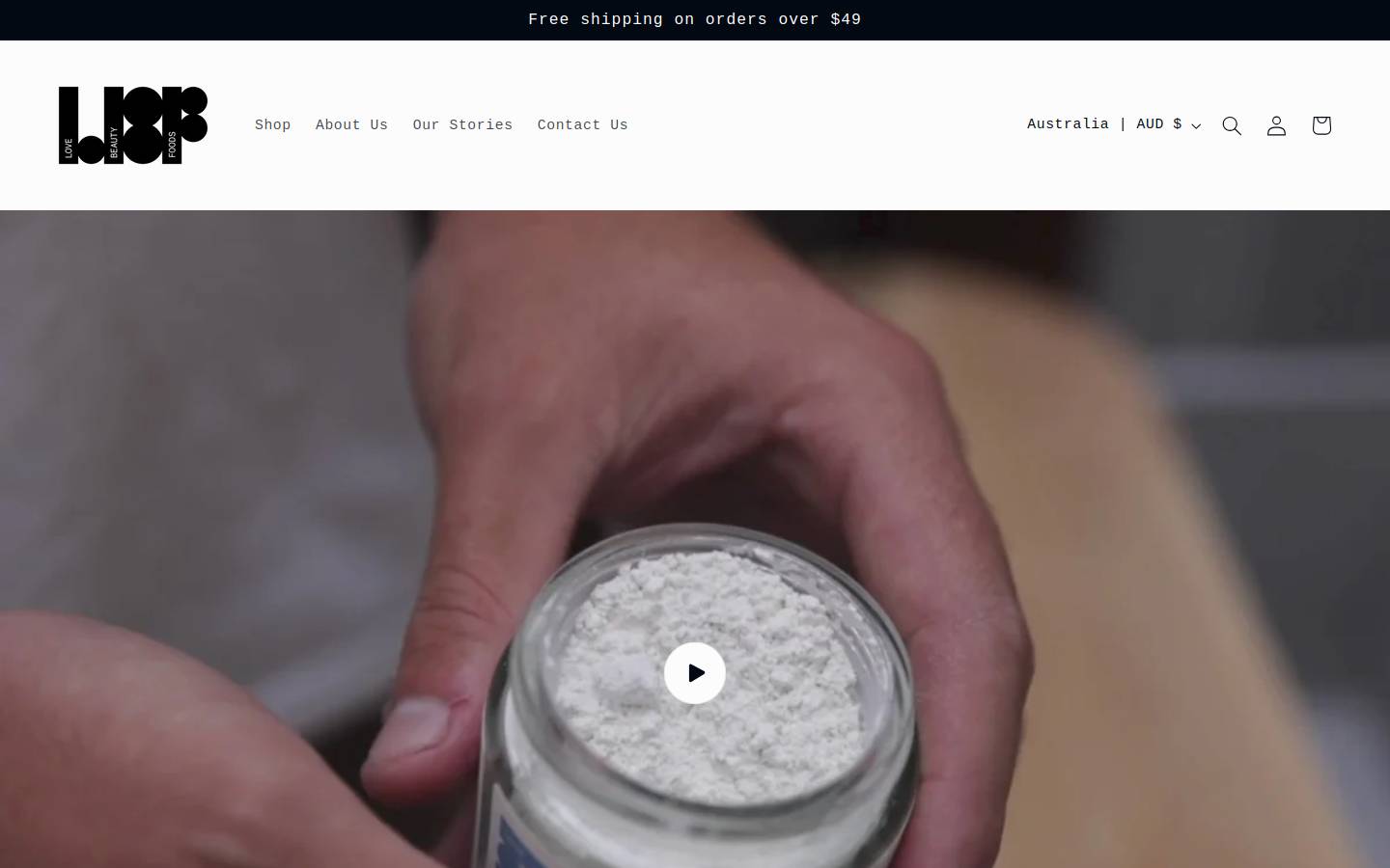 lovebeautyfoods.com homepage screenshot
