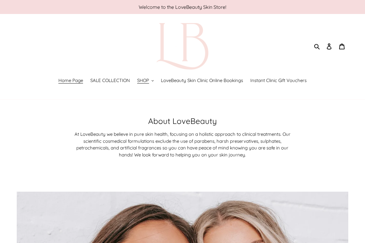 LoveBeauty Skin Store homepage screenshot