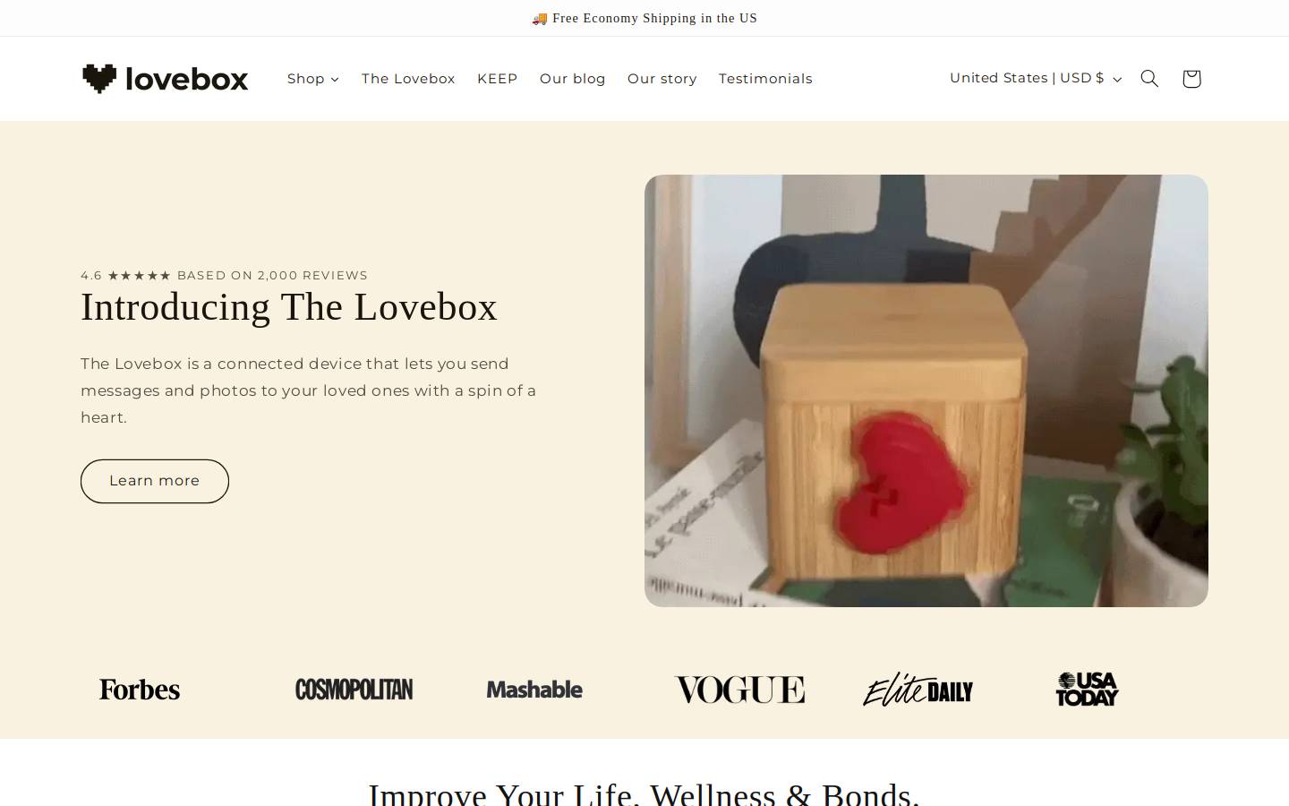 Lovebox homepage screenshot