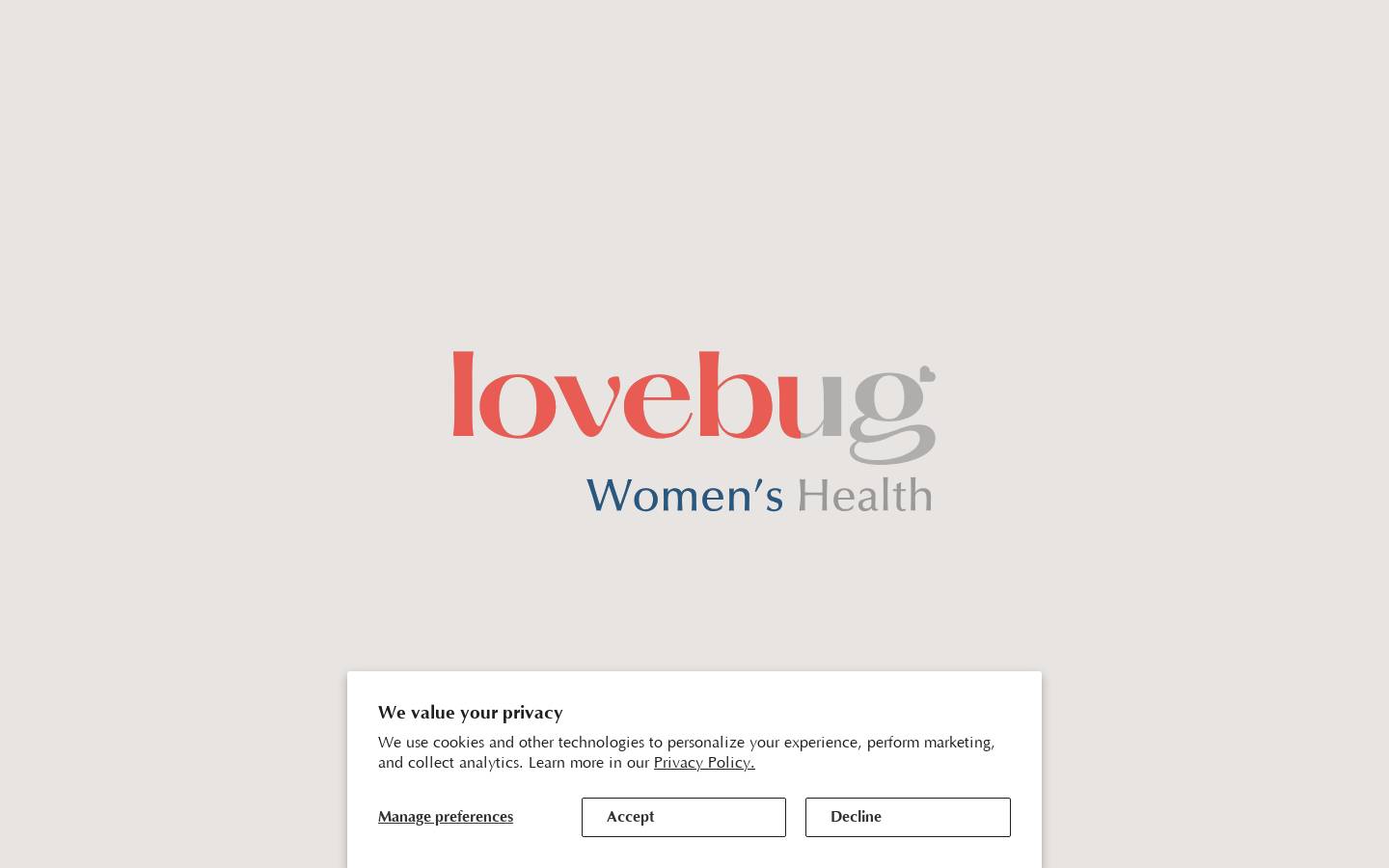 lovebugwomenshealth.com homepage screenshot
