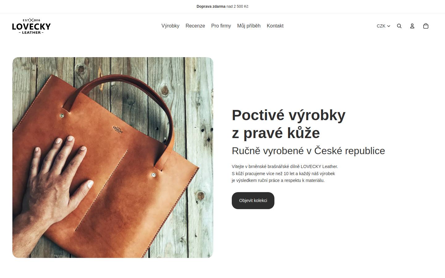 loveckyleather.cz homepage screenshot