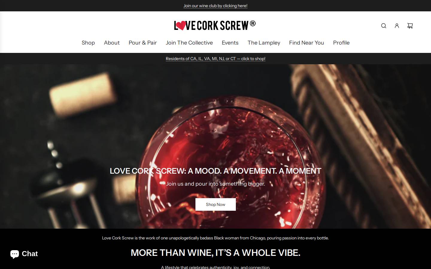 lovecorkscrew.org homepage screenshot