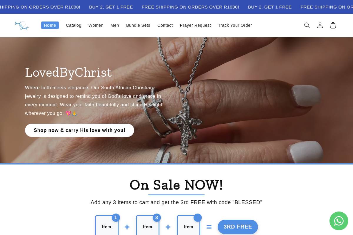Lovedbychrist homepage screenshot