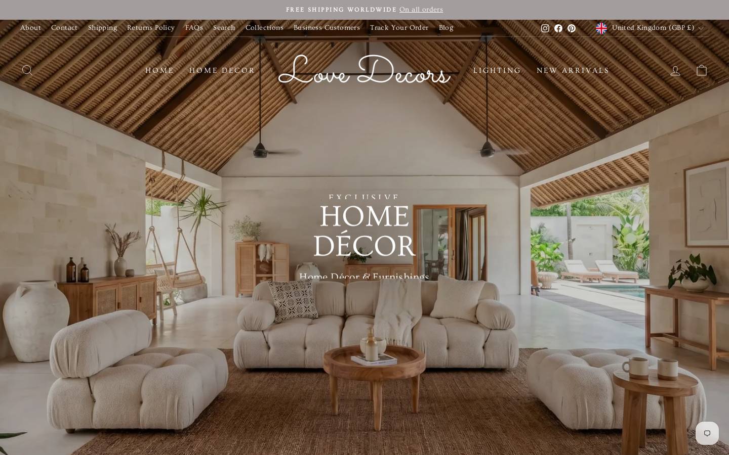 lovedecors.com homepage screenshot