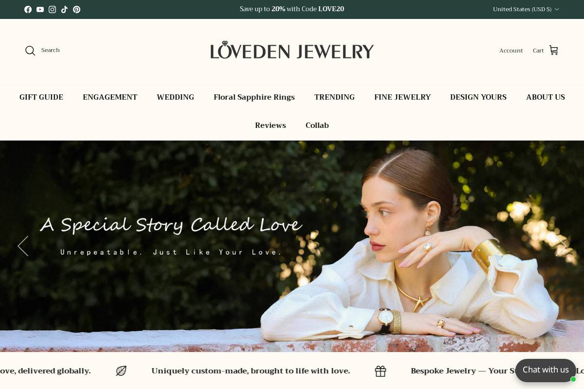 Lovedenjewelry homepage screenshot