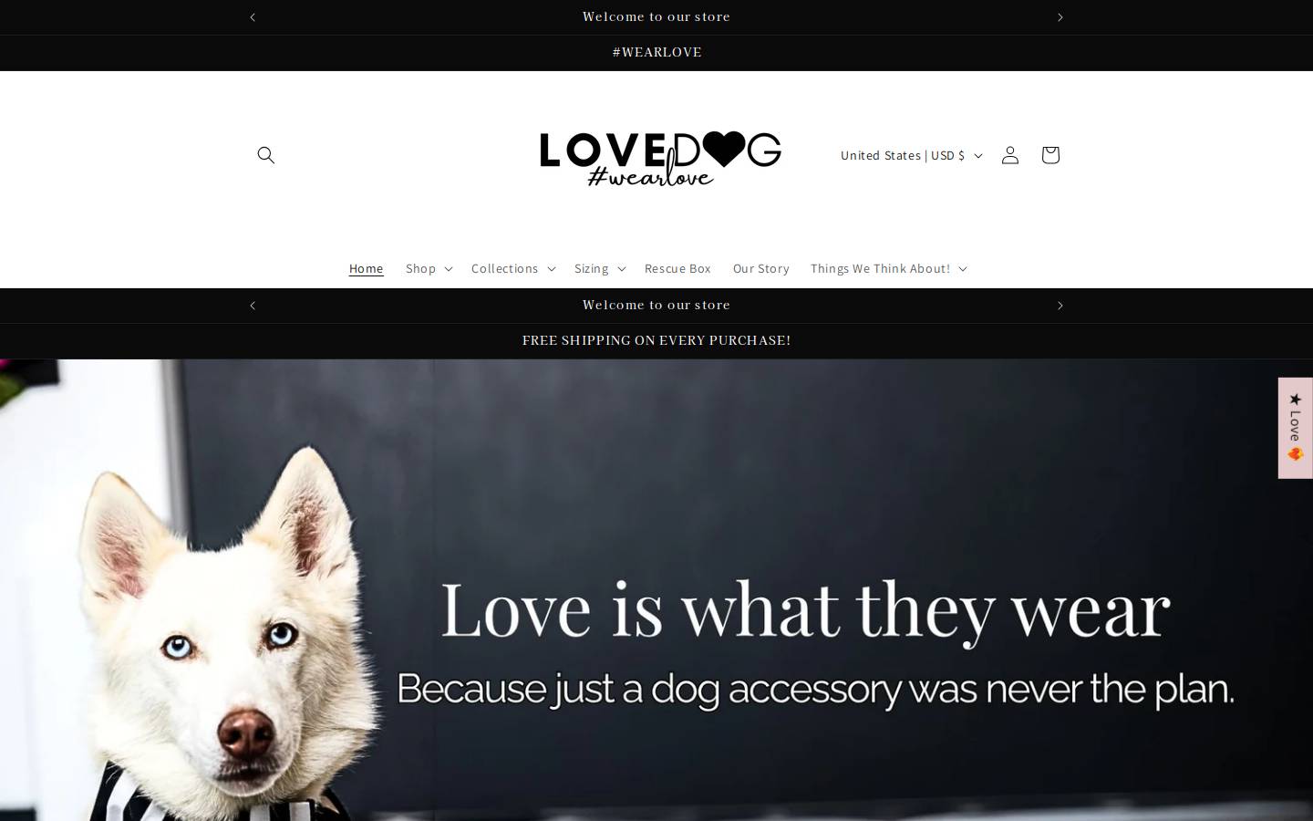 lovedogusa.com homepage screenshot