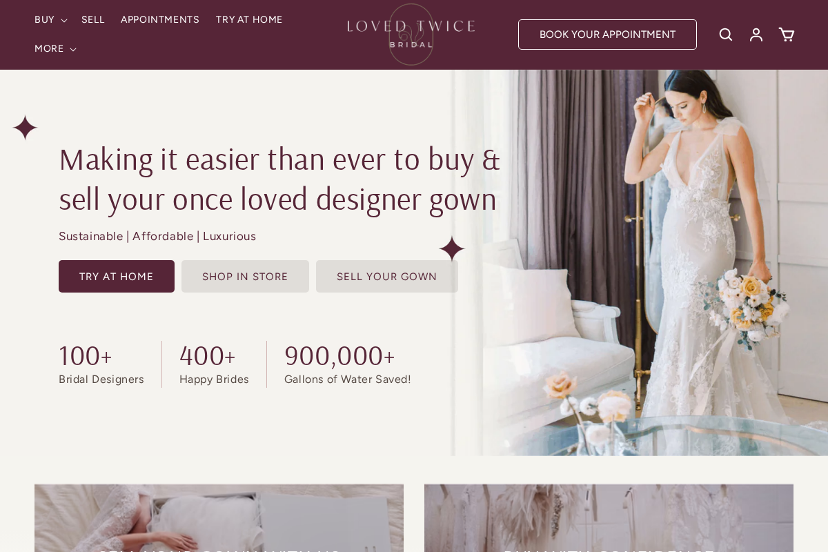 Loved Twice Bridal homepage screenshot