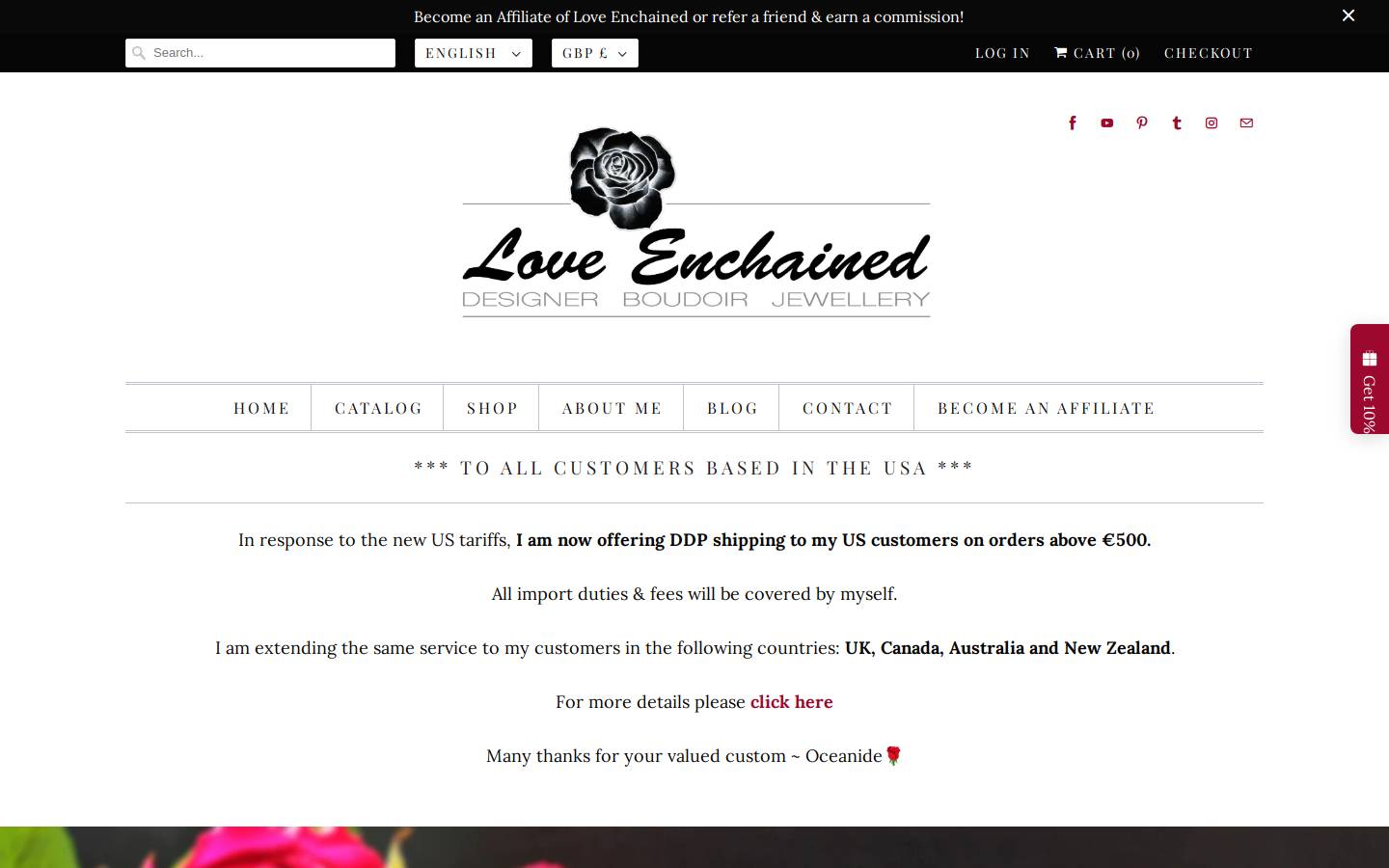 loveenchained.com homepage screenshot