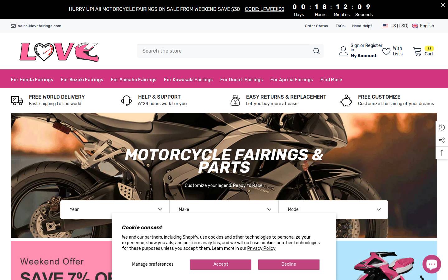 lovefairings.com homepage screenshot