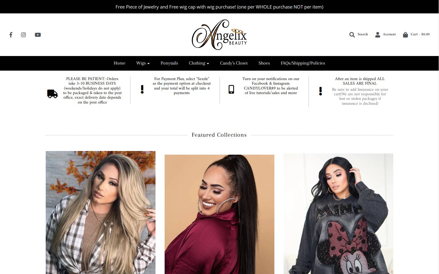 loveforblingboutique.com homepage screenshot