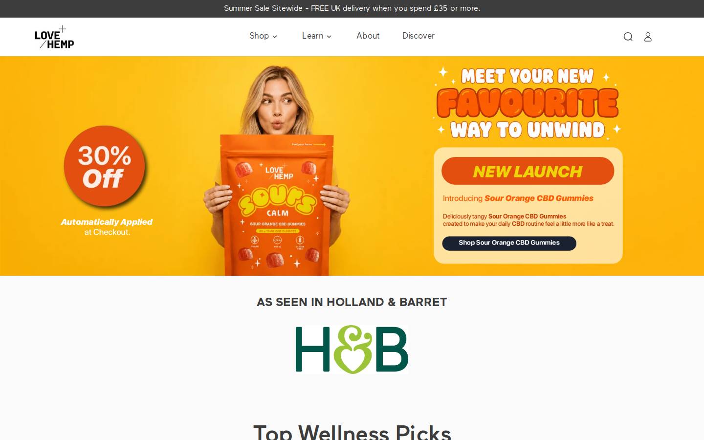 Love Hemp homepage screenshot