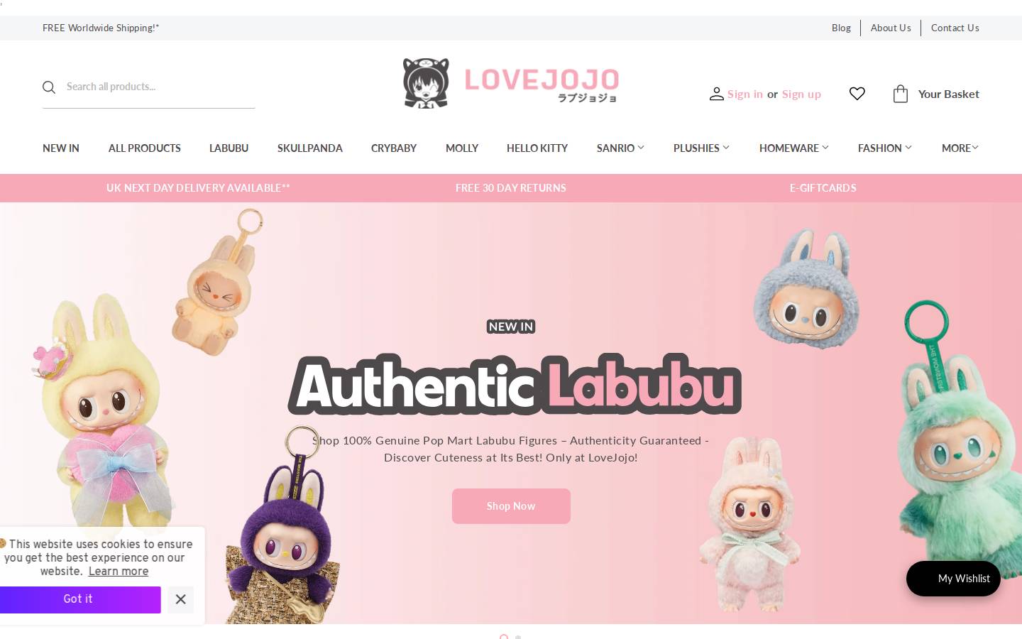 Lovejojo homepage screenshot