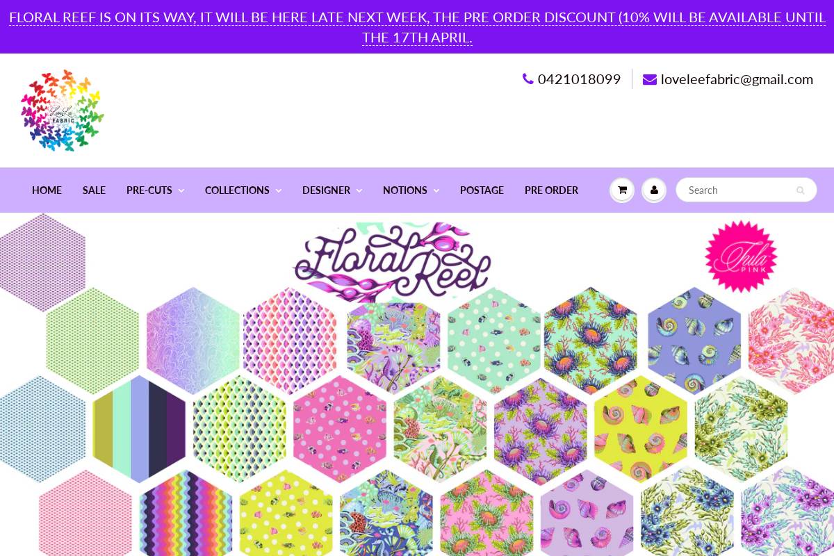 loveleefabric.com.au homepage screenshot