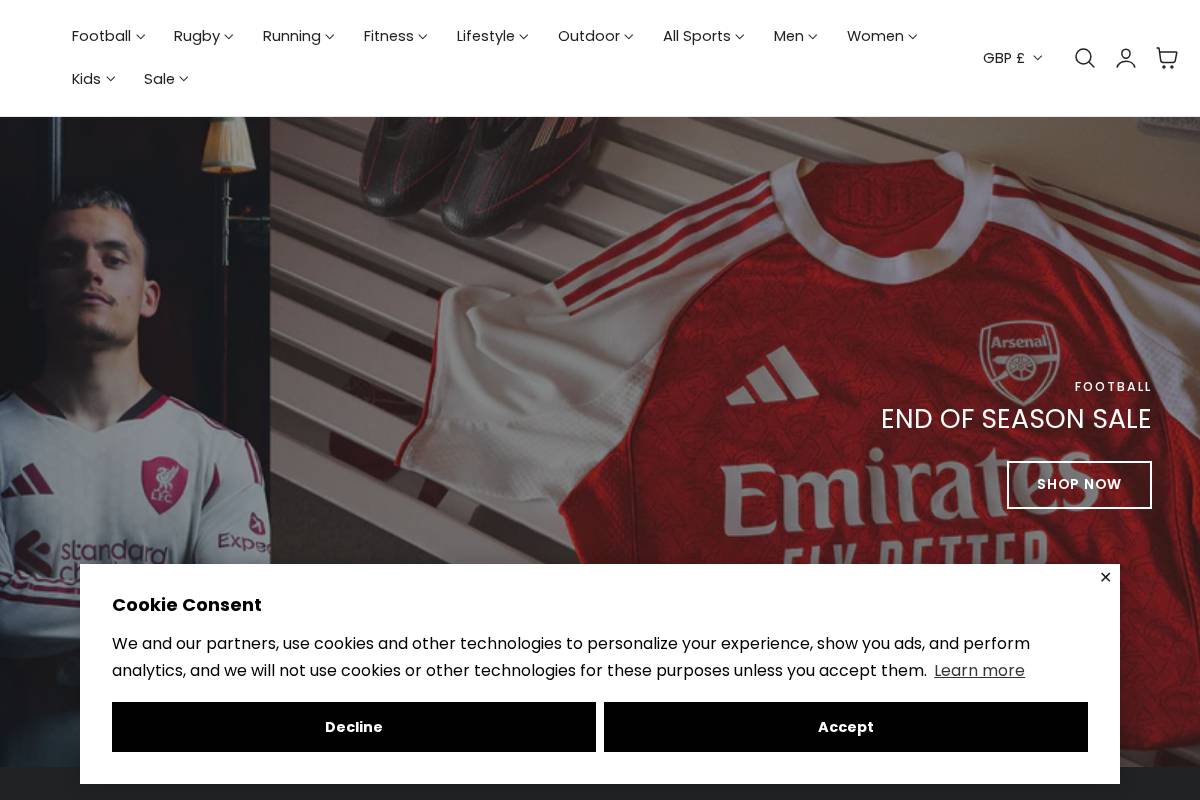 Lovell Sports homepage screenshot