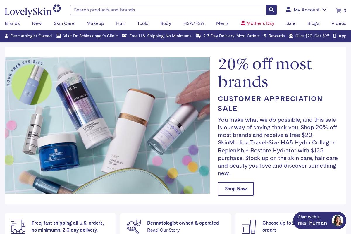 lovelyskin.com homepage screenshot