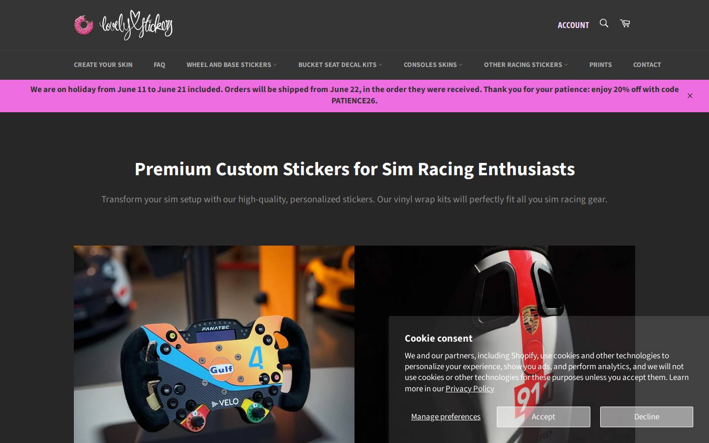 Lovelystickers homepage screenshot