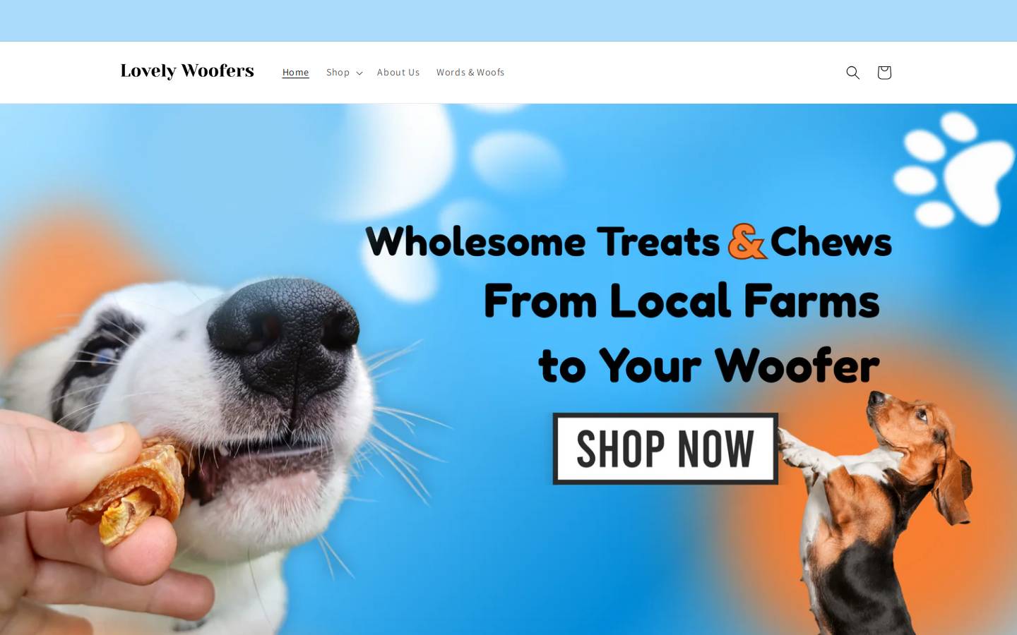 lovelywoofers.com homepage screenshot