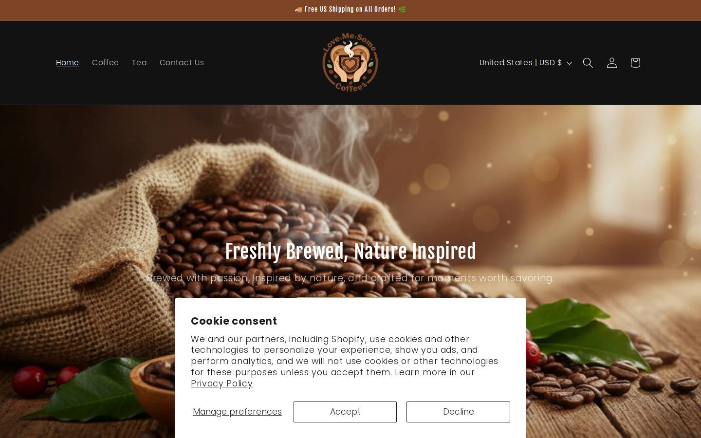 lovemesomecoffee.com homepage screenshot