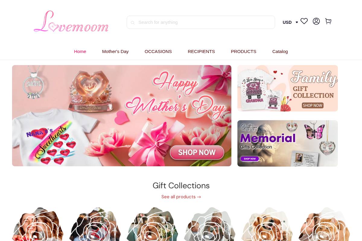 lovemoom.com homepage screenshot