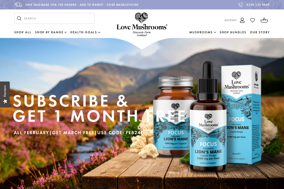 Love Mushrooms homepage screenshot