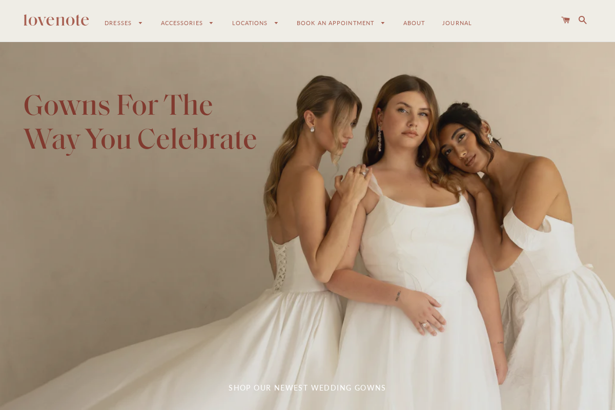 Lovenote Bride homepage screenshot