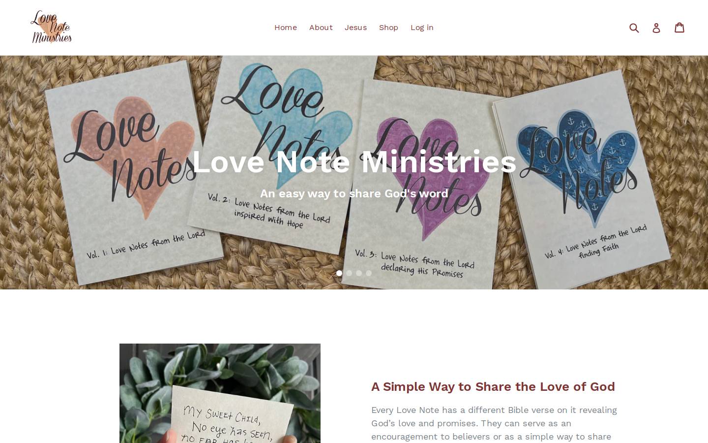 lovenoteministries.com homepage screenshot