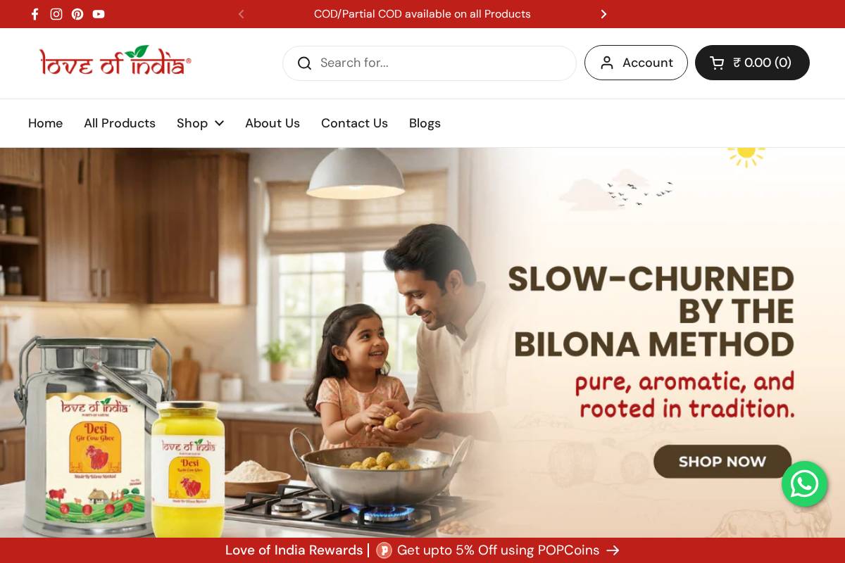 Loveofindia homepage screenshot