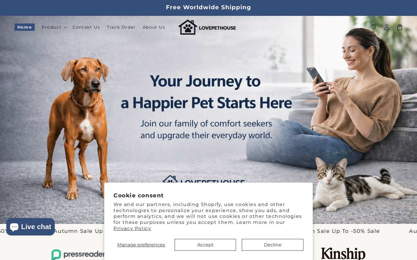 lovepethouse.com homepage screenshot