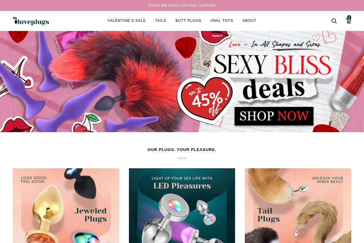 Love Plugs homepage screenshot