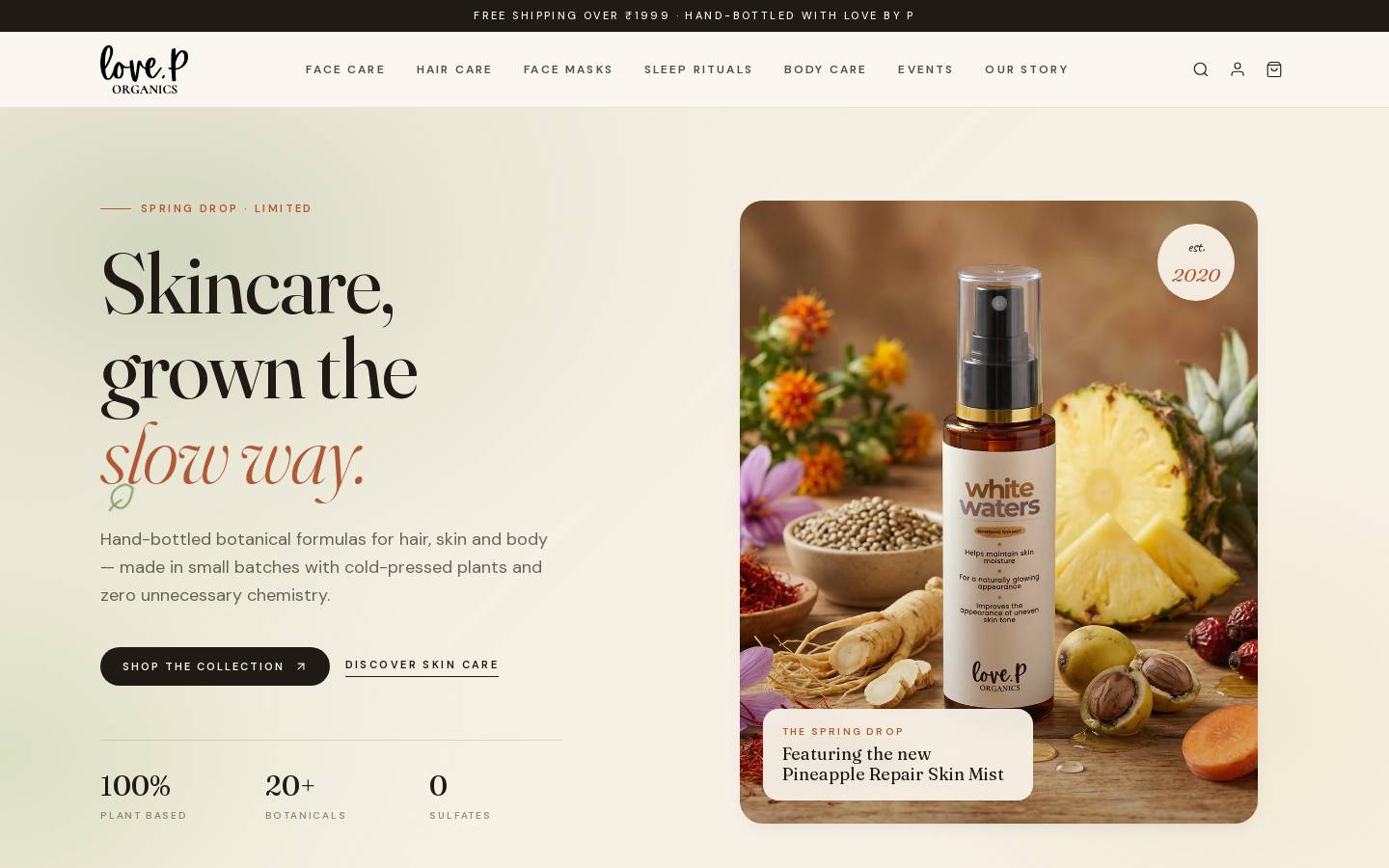 loveporganics.com homepage screenshot