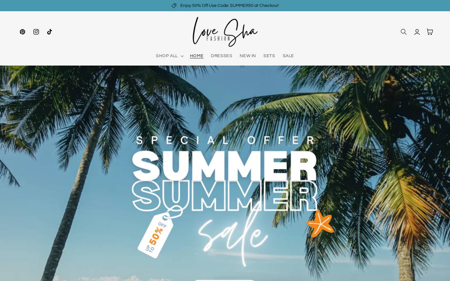 loveshafashion.com homepage screenshot