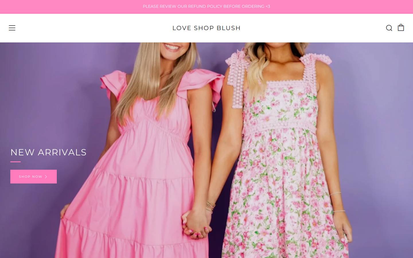 loveshopblush.com homepage screenshot