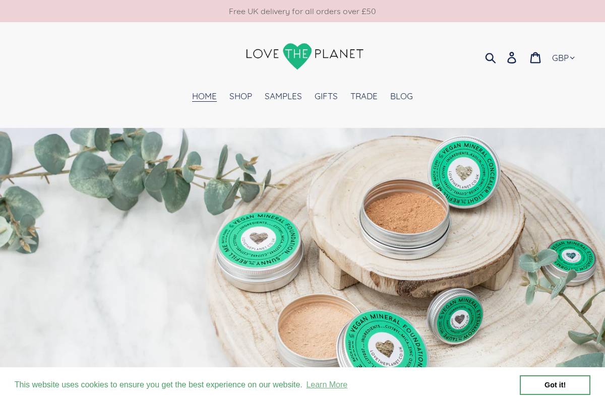 Lovetheplanet homepage screenshot