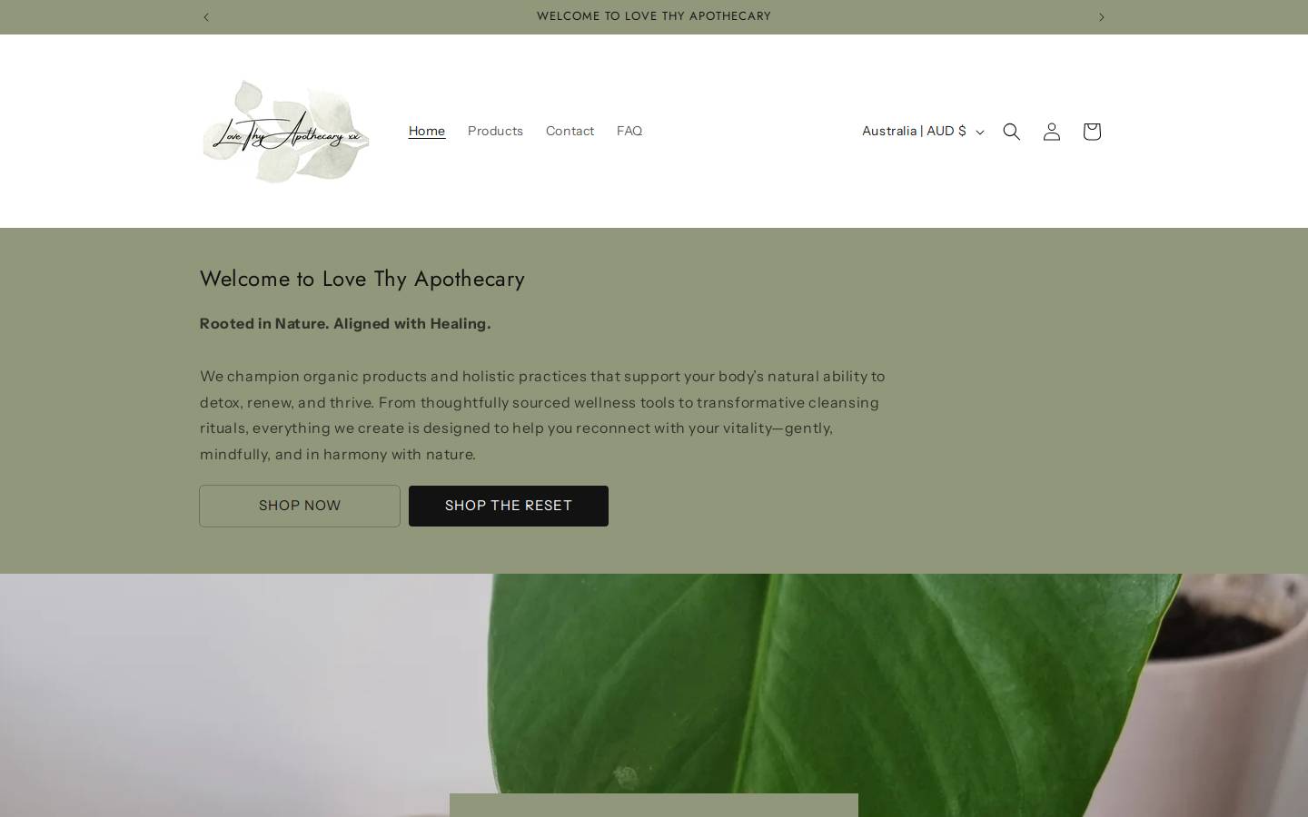 lovethyapothecary.com.au homepage screenshot