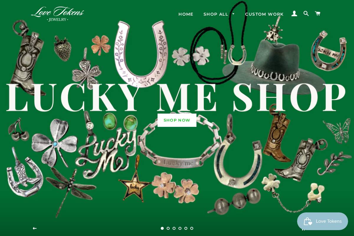 lovetokensjewelry.com homepage screenshot