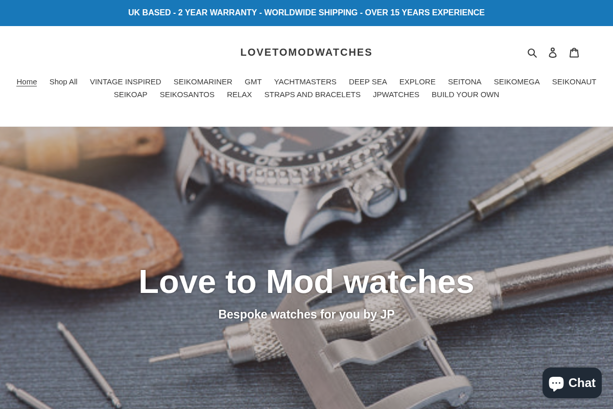 Lovetomodwatches homepage screenshot