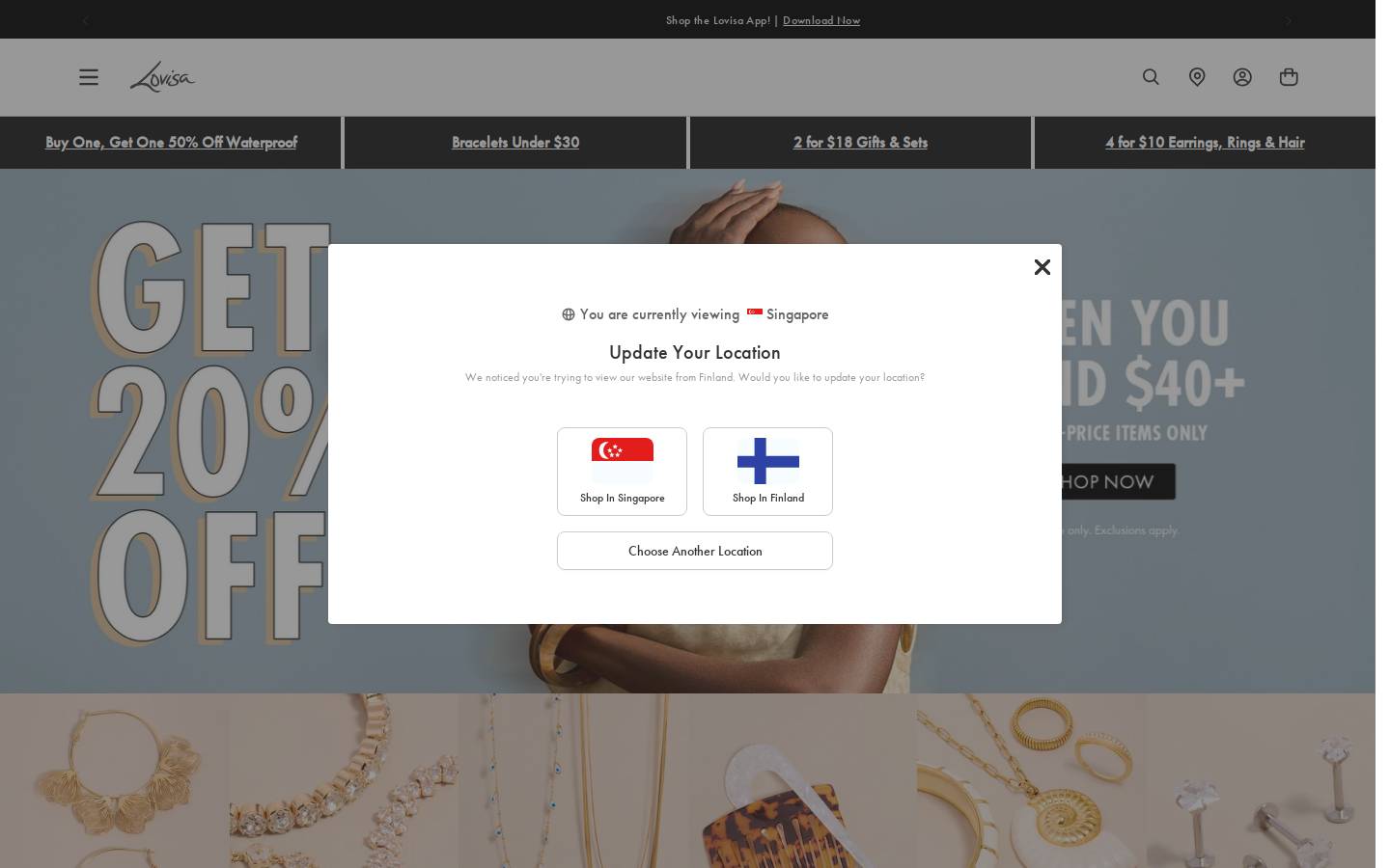 Lovisa homepage screenshot